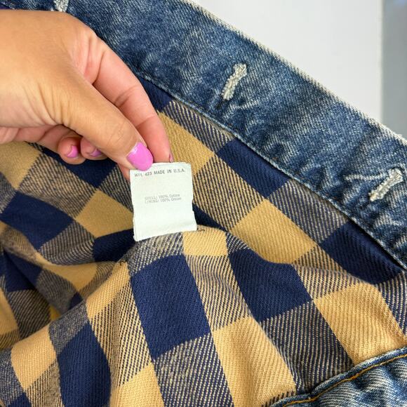 Vintage Levis 70411 Mens Lined Denim Trucker Jacker US Marine Corps Patch - 46 - Picture 7 of 14